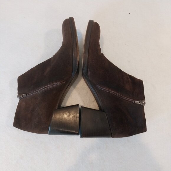 Via Spiga Booties Womens 8.5 M Brown Suede Block Heel Ankle Boots Made in Italy. - Picture 4 of 10